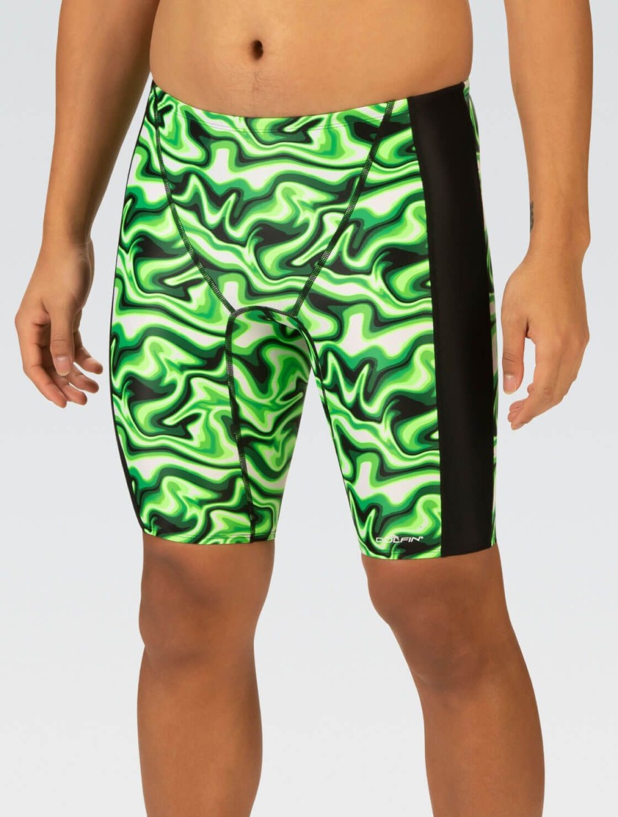 Uomo Dolfin Costumi Da Competizione | Costume Da Bagno Jammer Surge Green Spliced Da Uomo Xtrasleek