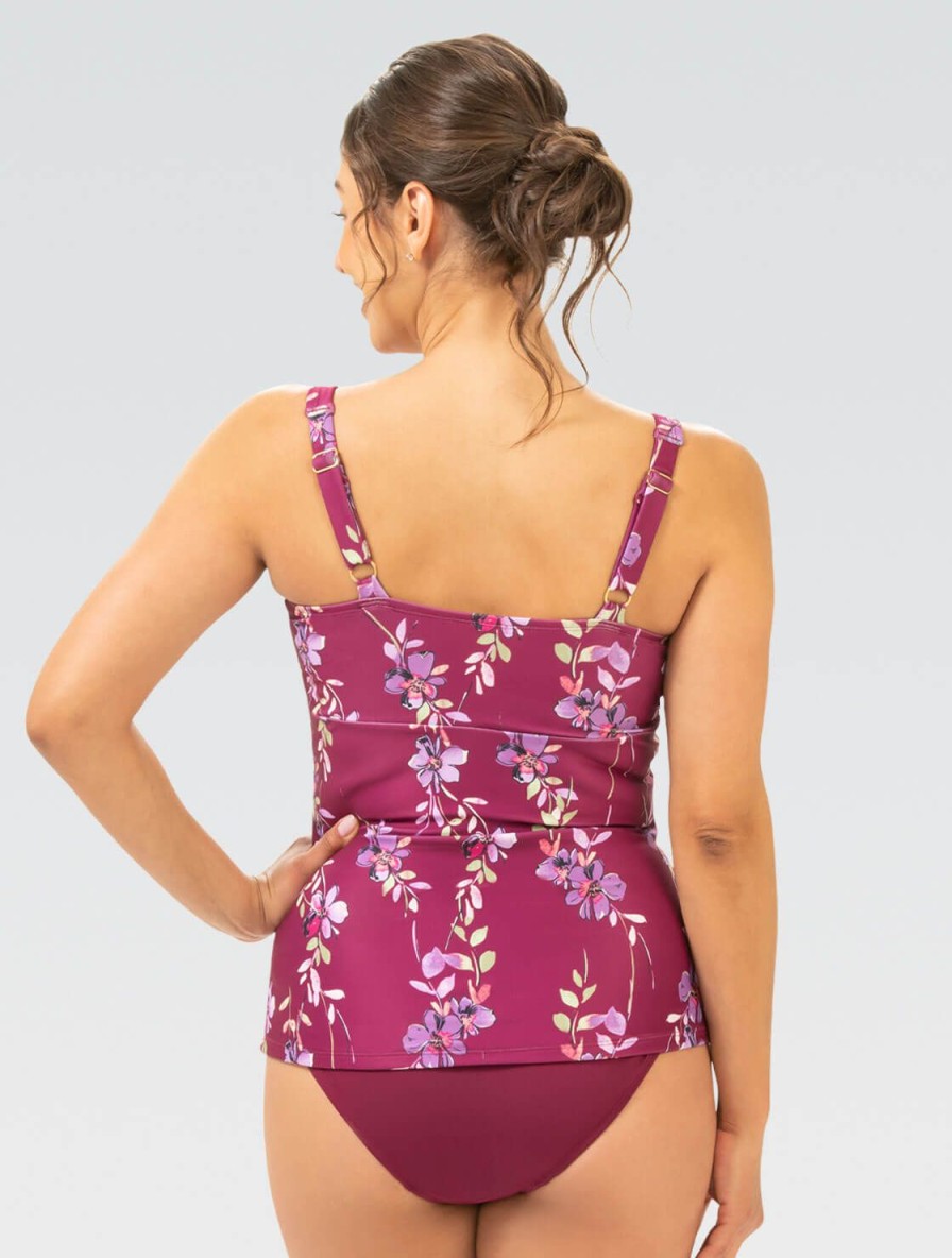 Donna Dolfin Separati | Top Tankini Da Donna Aquashape Blossom Avvolgente Sul Davanti