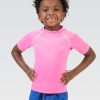 Bambini Dolfin Piccolo Dolfin | Rash Guard Unisex A Maniche Corte Rosa Tinta Unita Little Dolfin