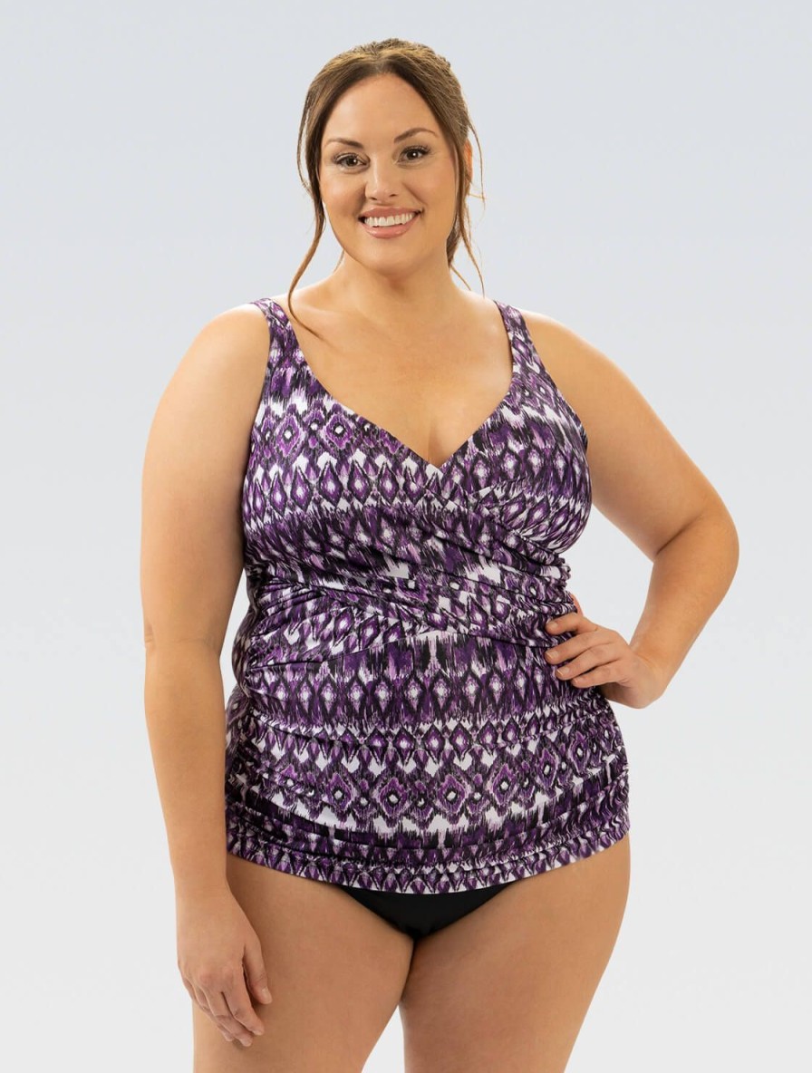 Donna Dolfin Separati | Top Tankini Con Chiusura Frontale Aquashape Da Donna: Globetrotter