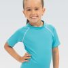 Bambini Dolfin Piccolo Dolfin | Rash Guard Unisex A Maniche Corte Turchese Tinta Unita Little Dolfin