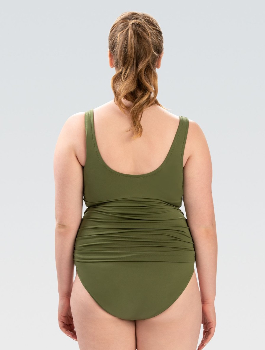 Donna Dolfin Intero | Costume Intero Da Donna Aquashape Moderate Surplice Wrap Front: Verde