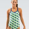 Donna Dolfin Completi Da Competizione | Costume Da Bagno Intero Da Donna Xtrasleek Sonar Blu Verde Dbx Back