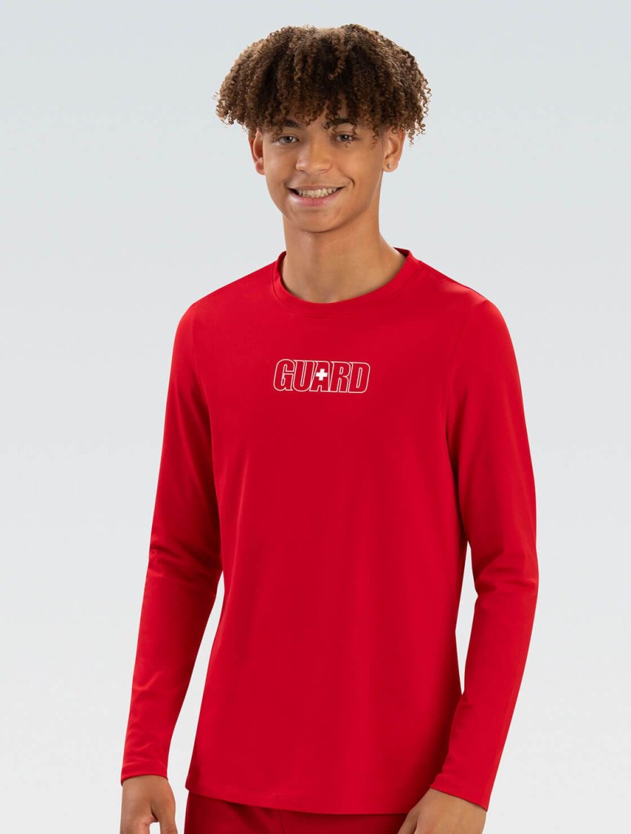 Uomo Dolfin Guardia | Rash Guard Rosso A Maniche Lunghe Da Uomo