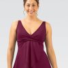 Donna Dolfin Separati | Top Tankini Con Scollo A V Aquashape Cabernet Da Donna