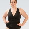 Donna Dolfin Intero | Costume Intero Da Donna Aquashape Moderate Surplice Wrap Front: Nero