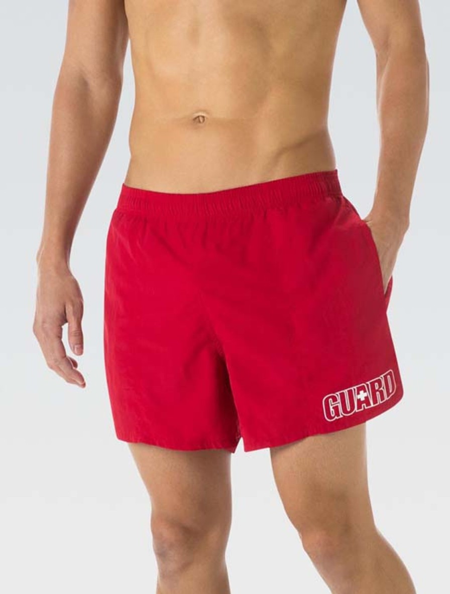 Uomo Dolfin Guardia | Pantaloncini Da Acqua Da 5 Pollici Rosso Tinta Unita Guard Da Uomo