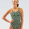 Donna Dolfin Tute Da Competizione | Costume Da Bagno Intero Reliance Atomic Green Double X Back Da Donna