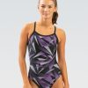 Donna Dolfin Completi Da Competizione | Costume Da Bagno Intero Da Donna Xtrasleek Viola Galattico Con Retro A V