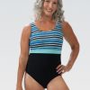 Donna Dolfin Intero | Costume Intero Da Donna Con Stampa Aquashape Harbour, Scollo Moderato Sulla Schiena