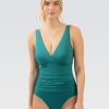 Donna Dolfin Intero | Aquashape Solid Moderate Surplice Wrap Front One Piece Da Donna: Giada